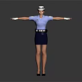 Female Traffic Police Officer in Blue Uniform With Extended Arms Against Dark Background