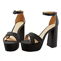 Women's High Heel Sandals With Ankle Strap Block Heel Pearl Detail Beige Black Design
