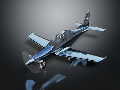 Sleek Dark Colored Fighter Jet With Single Seat Cockpit And Propeller 3D Rendering 3d model
