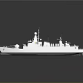 Modern White Warship Naval Vessel With Radar Systems And Deck Equipment