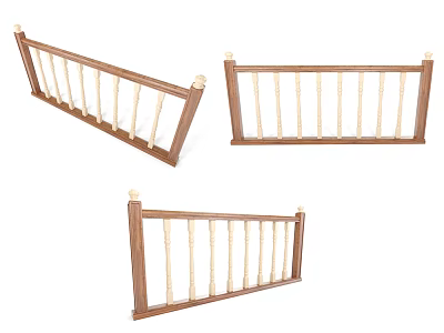 Classic Wooden Garden Fence With Vertical Rails And Decorative Corner Posts For Outdoor Use 3d model