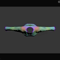 Green Holographic Long Sleeve Top With Purple Trim Mesh Texture And Reflective Black Background