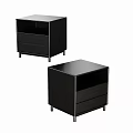 Modern Bedside Table Design With Drawers Open Shelf And Metal Legs 3d model