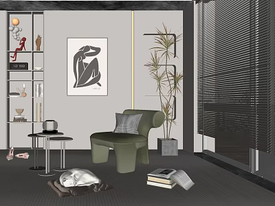 Modern Sofa Chair Cream Lazy Sofa 3d model