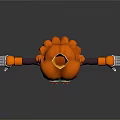 3D Orange Haired Character With Crown Mechanical Arms And Futuristic Outfit