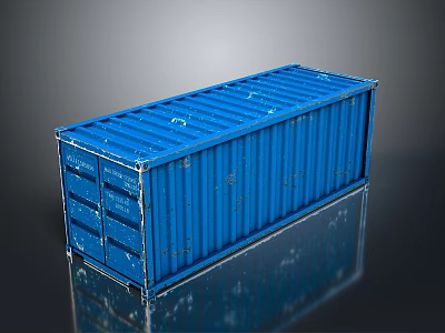 Blue Metal Shipping Container Model With Rectangular Design And Storage Features 3d model