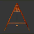 Red Wooden Outdoor Swing Set With Double Seats And Hanging Ropes Frame
