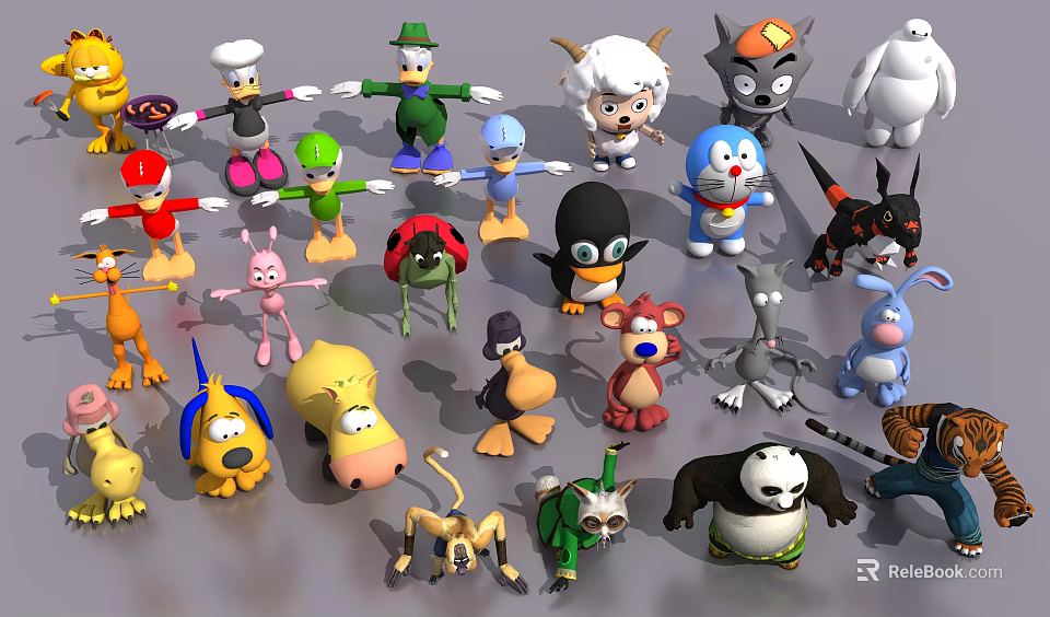 Decorative Ornament Set with Various Cartoon Character Figurines for Home Decoration 3d model 