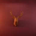 Stylish Deer Head Animal Wall Decor with Red Background for Home Decoration
