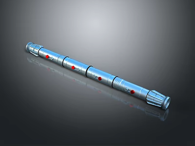 Futuristic Weapon Metallic Long Rod Design With Red Indicator Lights Sleek Surface And Reflective Finish 3d model