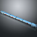 Futuristic Weapon Metallic Long Rod Design With Red Indicator Lights Sleek Surface And Reflective Finish