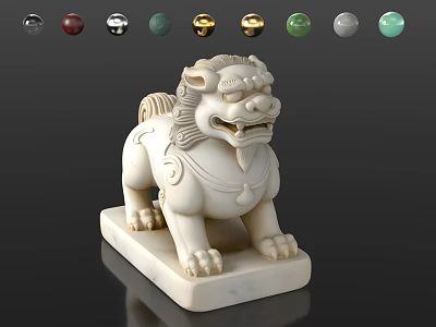 Elegant Modern Chinese Sofa And Tea Table Set With Delicate White Stone Pixiu Sculpture 3d model