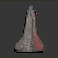 Weathered Red Brick With Chipped Surface And Metal Parts On Both Ends
