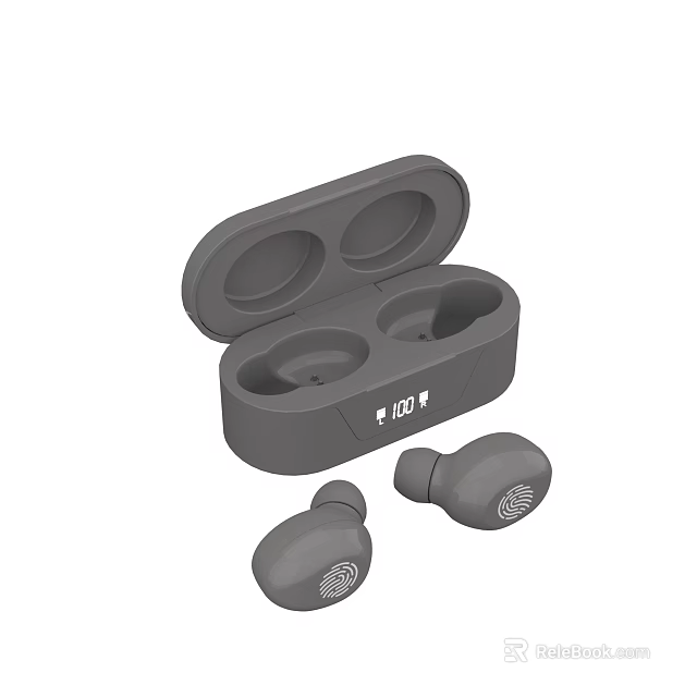 Wireless Earbuds With Open Charging Case And iQIYI Logo Design 3d model 