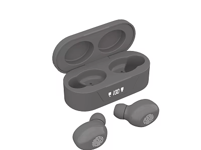 Wireless Earbuds With Open Charging Case And iQIYI Logo Design 3d model
