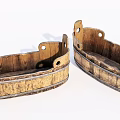 Vintage Wooden Boat Shaped Decorative Ornament Set with Rustic Texture for Home