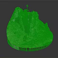 Wooden Stone Natural Landscape Model with Rock Formations and Green Grass