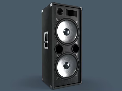 Black Audio Speaker With Dual Large Drivers And Professional Sound System Design 3d model