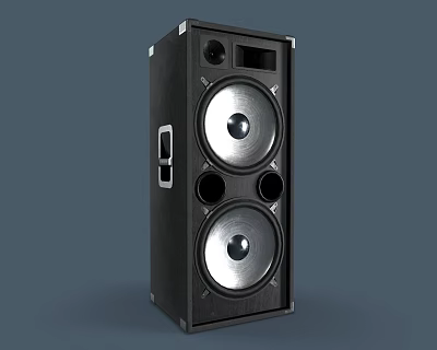 Black Audio Speaker With Dual Large Drivers And Professional Sound System Design 3d model