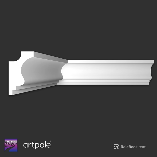 White Decorative Molding Component With Curved Edges And Layered Structure 3d model 