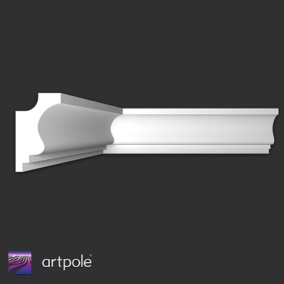 White Decorative Molding Component With Curved Edges And Layered Structure 3d model