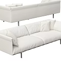 Modern White Leather Two Seater Sofa With Metal Legs And Plush Cushions
