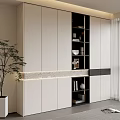 Modern White Display Cabinet With Open Shelves And Decorative Items Green Plant And Window Curtain