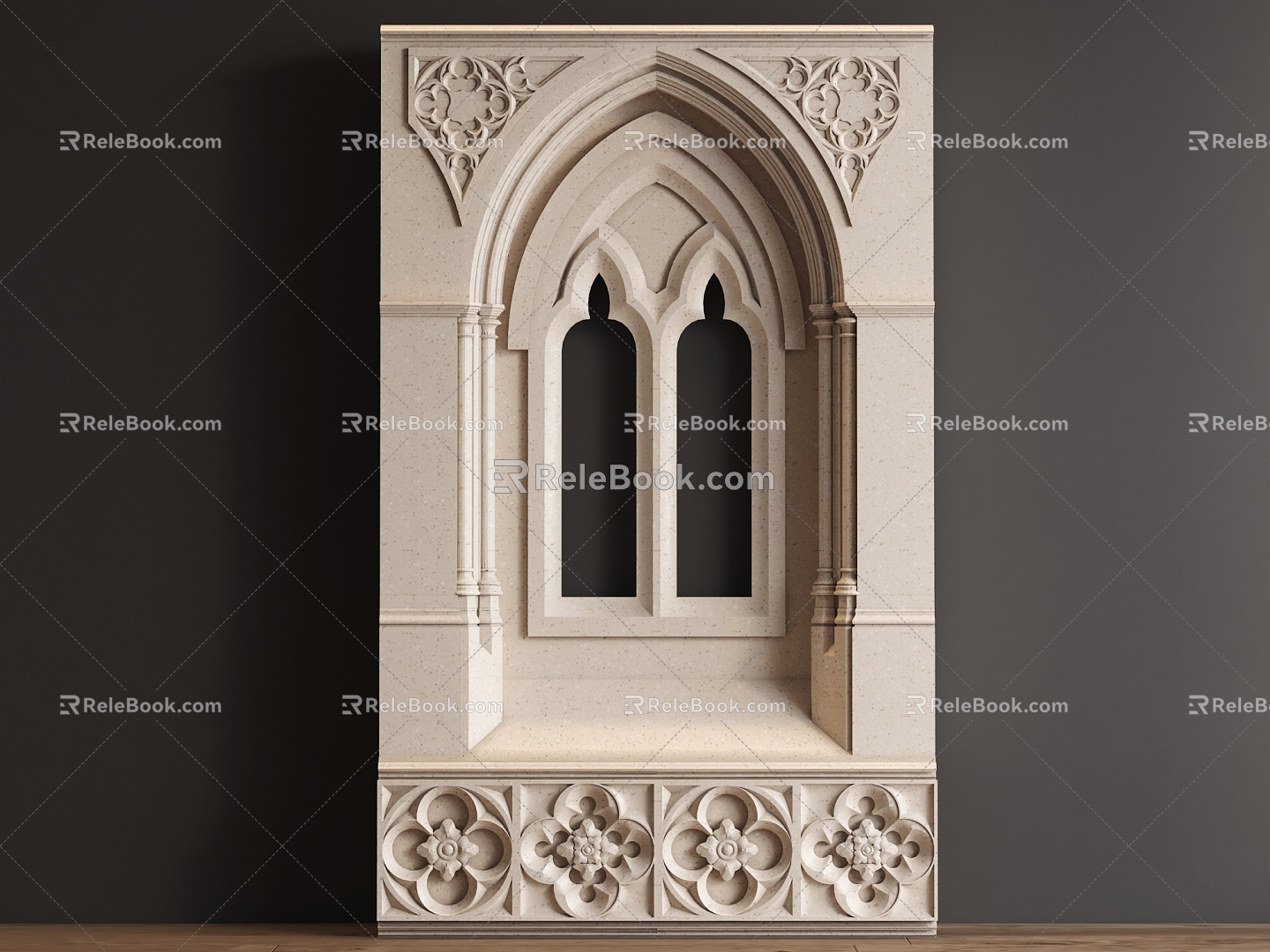 European-style carved window hole 3d model