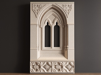 European-style carved window hole 3d model