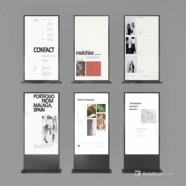 Creative Design Portfolio Pages With Contact Info And Brand Showcases 3d model 