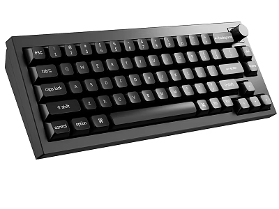 Compact Black Mechanical Keyboard With Knob Control Function Keys And Durable Design 3d model