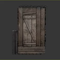 Rustic Wooden Storage Structure With Corrugated Roof Plank Walls And Decorative Door