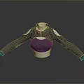 Functional Gray White Shoulder Pads Zip Front Top Daily Wear Mannequin