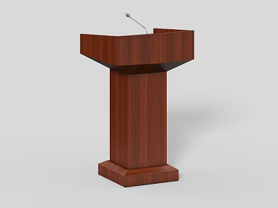 Wooden Functional Podium With Built-in Microphone Ideal For Speech And Speaking Events 3d model