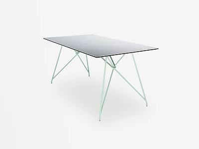 Modern Minimalist Dining Table With Glass Top And Slim Metal Legs Design 3d model