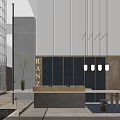 Elegant Modern Hotel Lobby Interior With Sleek Reception Counter And Chic Hanging Pendant Lights