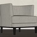 Middle Style Single Sofa 3d model