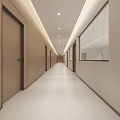 Hospital Outpatient Clinic with Modern Reception Desk Wooden Walls And Bright Lighting