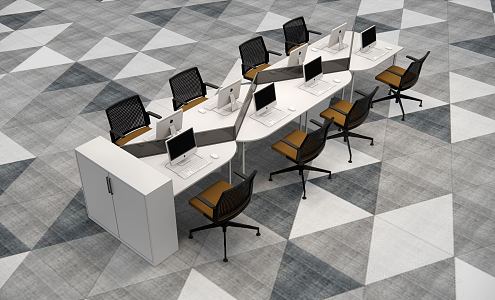 Modern Office Desk and Chair Staff Desk 3d model