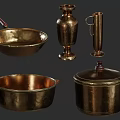 Vintage Copper Kitchenware Collection With Decorative Bowls Vase And Lidded Pot