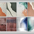 Abstract Colorful Textured Wall Art Collection With Diverse Patterns And Framed Design 3d model