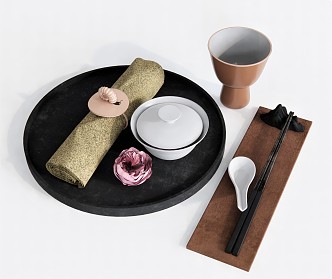 Modern Tableware Plate Chopsticks Spoon Tea Cup 3d model