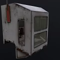 Old Rusted White Booth With Weathered Metal Surface And Windows 3d model