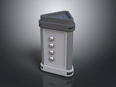 Modern Compact Gray White Headphone Speaker With Vertical Triangular Top And Circular Buttons 3d model