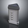 Modern Compact Gray White Headphone Speaker With Vertical Triangular Top And Circular Buttons