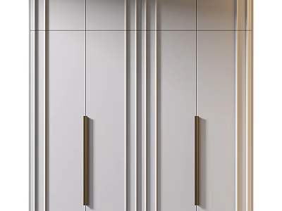 Modern Wardrobe With Sleek White Design Vertical Stripes And Metal Handles 3d model