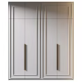 Modern Wardrobe With Sleek White Design Vertical Stripes And Metal Handles