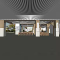 New Chinese Book Bar Overhead Layer Calligraphy Experience Area 3d model