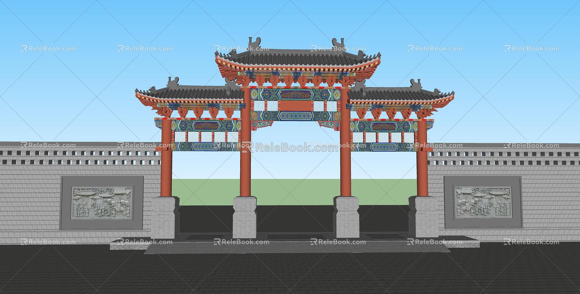 Chinese ancient archway 3d model