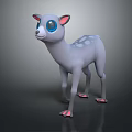 Cute 3D Rendered Fawn with Gray Body Big Blue Eyes Pink Paws and White Spots